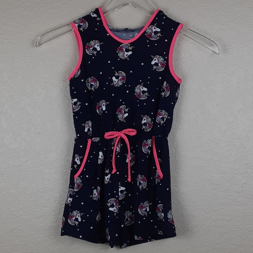ShoSho Hooded Navy & Pink Unicorn Romper